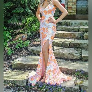 Jovani 08255, orange and white prom dress, originally $680.00,